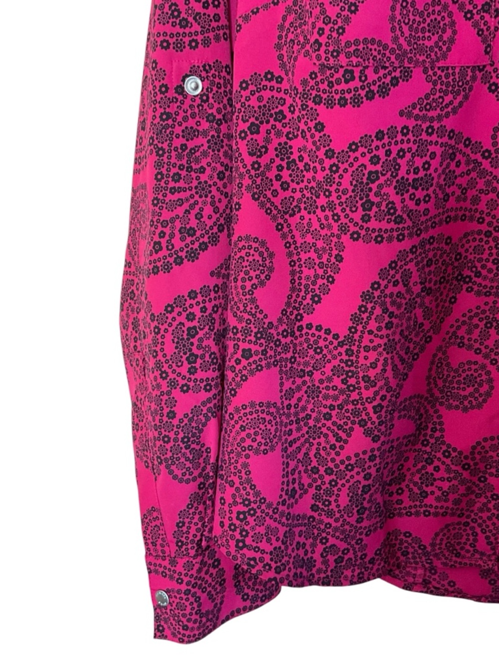 Michael Kors Pink Paisley Zip Front Blouse Top Button Pocket Lightweight S - Picture 4 of 9